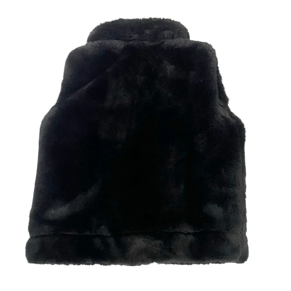 Urban Republic Girls Faux Fur Vest Size 3T Black Full Zip Up‎ Warm Cozy Jacket